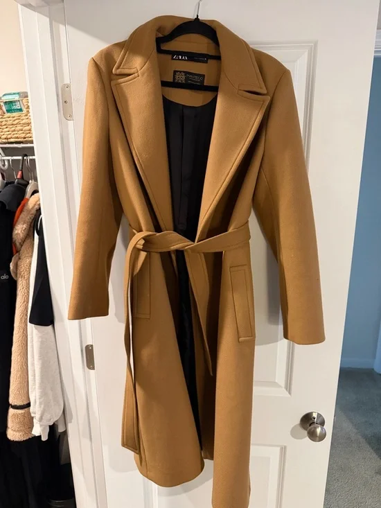 Zara Camel Belted Trench Coat - Picture 1 of 2